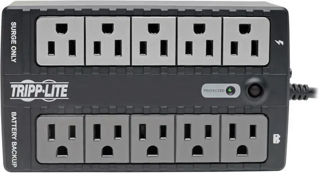 Alt view image 2 of 5 - Tripp Lite 550VA UPS Battery Backup Uninterruptible Power Supply Surge Protector, 10 Outlets, Dataline Protection, USB Monitoring, Home & Office, 3-Year Warranty & $100,000 Insurance (INTERNET550U)