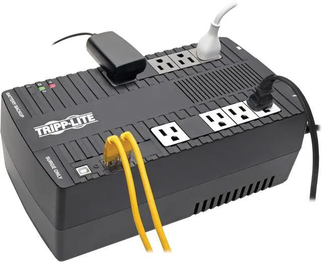Alt view image 2 of 6 - Tripp Lite 550VA UPS Battery Backup Surge Protector, AVR Automatic Voltage Regulation, 8-Outlet Uninterruptible Power Supply, Dataline Protection, 3-Year Warranty & Insurance (AVR550U)
