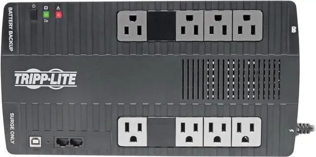 Alt view image 3 of 6 - Tripp Lite 550VA UPS Battery Backup Surge Protector, AVR Automatic Voltage Regulation, 8-Outlet Uninterruptible Power Supply, Dataline Protection, 3-Year Warranty & Insurance (AVR550U)