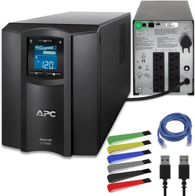 Main image of APC 1500VA Smart UPS with SmartConnect, SMC1500C Sinewave UPS Battery Backup, AVR, 120V, Power Supply + Network Cable + Wire Ties