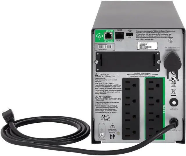Alt view image 3 of 3 - APC 1500VA Smart UPS with SmartConnect, SMT1500C Sinewave UPS Battery Backup, AVR, 120V, Line Interactive Uninterruptible Power Supply with Ethernet Cable, Wire Ties & Cleaning Kit