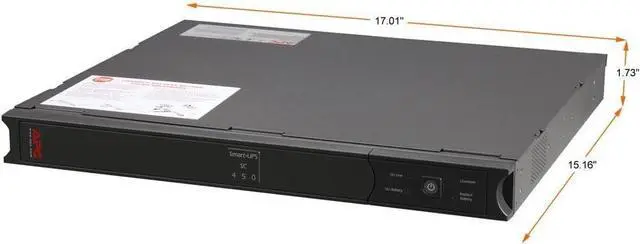 Alt view image 2 of 3 - APC UPS 450VA Smart-UPS SC, 120V - 1U Rackmount/Tower Sine Wave, Uninterruptible Power Supply (SC450RM1U) (Not sold in Vermont)