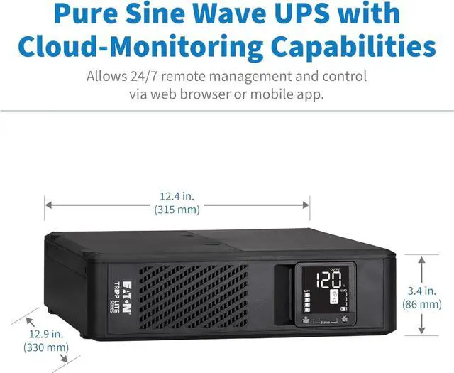 Alt view image 5 of 7 - Eaton Tripp Lite Series SMART750PSRTNC 750VA Online Cloud-Connected Tower UPS Battery Backup & Surge Protector, 475W, Pure Sine Wave, AVR, Computer Uninterruptible Power Supply Units