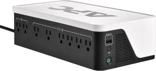 Alt view image 2 of 7 - APC UPS Battery Backup, 900VA 6 Outlets & 500VA 4 Outlets, Type C USB Charging, Back-UPS Series