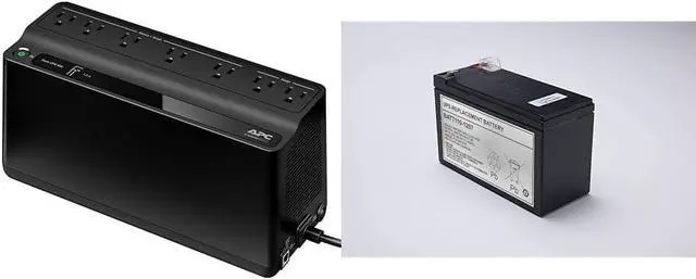 Main image of APC UPS Battery Backup and Surge Protector, 600VA Backup Battery Power Supply, BE600M1 Back-UPS with USB Charger Port & UPS Replacement Battery, BATT110-1207, for APC UPS BE550G, Generic for APCRBC110