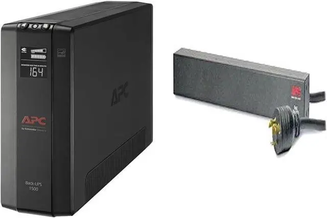 Main image of APC UPS 1500VA UPS Battery Backup and Surge Protector, BX1500M Backup Battery Power Supply, AVR, Dataline Protection & Rack Mount PDU, Basic 208V/20A, (12) Outlets, 1U Horizontal Rackmount (AP9566)