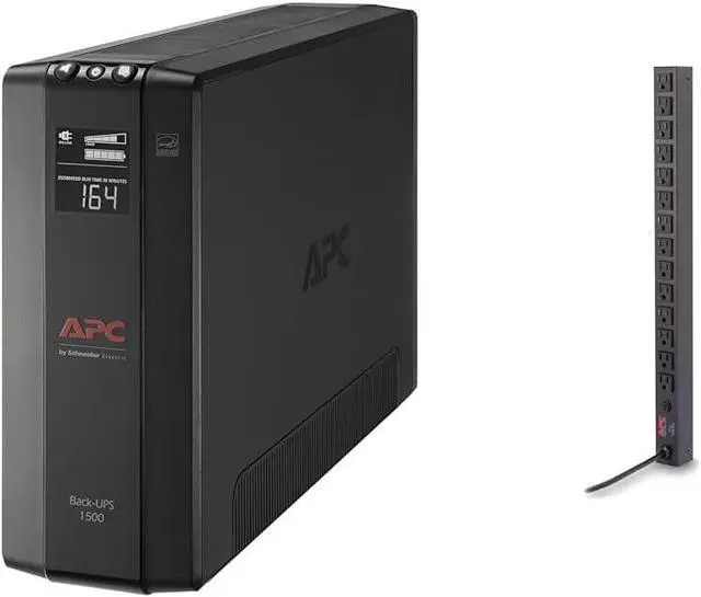 Main image of APC 1500VA UPS Battery Backup Surge Protector, Rack Mount PDU with 14 Outlets, 0U Vertical Mount for Home or Business