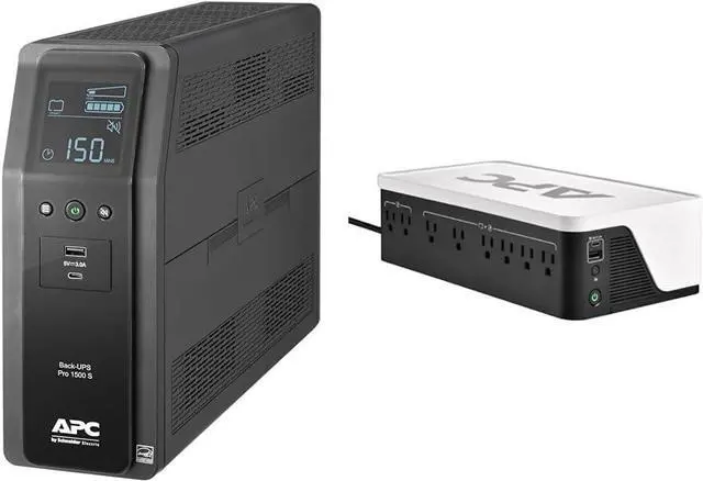 Main image of APC 1500VA 900W & 900VA 540W Battery Backup Surge Protector, 10 & 8 Outlets, USB Charging Ports, User Replaceable Batteries