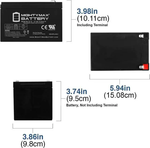 Alt view image 4 of 6 - Mighty Max Battery 12V 12AH Battery Replaces APC Network Powercell BD UPS + 12V Charger