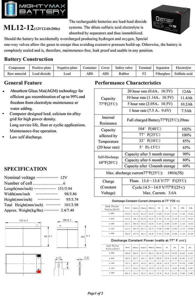 Alt view image 5 of 6 - Mighty Max Battery 12V 12AH Battery Replaces APC Network Powercell BD UPS + 12V Charger