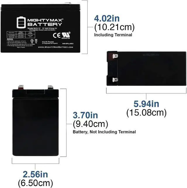 Alt view image 2 of 6 - Mighty Max Battery 12V 9AH Replacement Battery for Liebert GXT3 6000RT208 UPS - 6 Pack