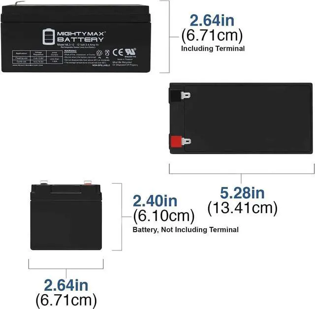 Alt view image 2 of 7 - Mighty Max Battery 12V 3AH SLA Battery Replaces Bruno Elan SRE-3000 Medical Lift - 2Pack