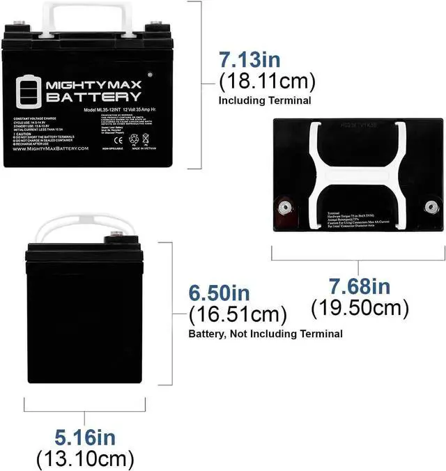 Alt view image 2 of 6 - Mighty Max Battery 12V 35AH INT Replacement Battery for VMAX V35-857 - 2 Pack