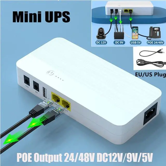 Alt view image 2 of 7 - POE Mini UPS 8000mah POE Output 24V Gateway Landline DC12V9V5V Router WiFi Home Battery Backup Mini UPS Uninterruptible Power Supply for routers, modems, and Security Cameras