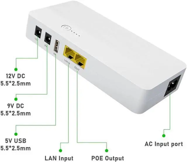 Alt view image 4 of 7 - POE Mini UPS 8000mah POE Output 24V Gateway Landline DC12V9V5V Router WiFi Home Battery Backup Mini UPS Uninterruptible Power Supply for routers, modems, and Security Cameras