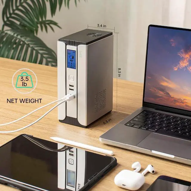 Alt view image 3 of 6 - SKE Mini UPS 30000mAh Battery Backup & Surge Protector Uninterruptible Power Supply UPS for Router Modem PoE DC USB Type-C Ports Sirius