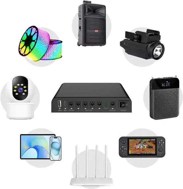 Alt view image 4 of 6 - TalentCell Mini UPS Uninterrupted Power Supply 27000mAh 97.2Wh Lithium ion Backup Battery Pack with DC 12V/9V and 18W USB-A/USB-C PD Output for Router/Modem/LED Light, CCTV Camera, Smartphone and more