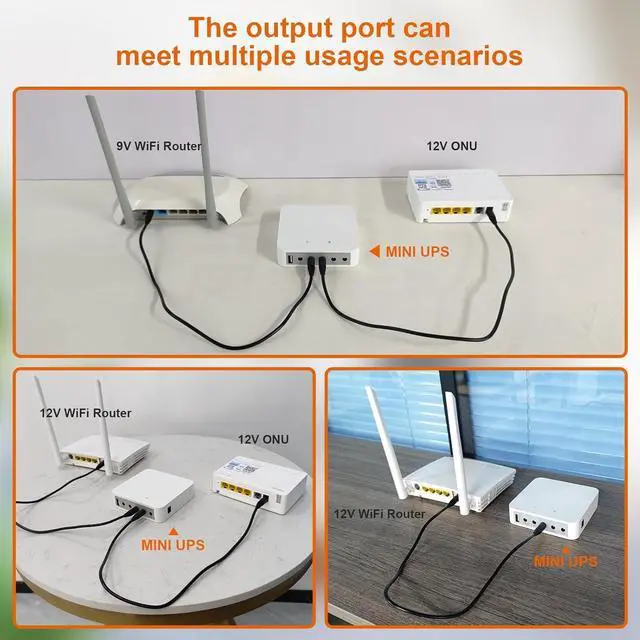 Alt view image 3 of 7 - Mini UPS Uninterrupted Power Supply 13200mAh 48.84Wh Lithium ion Backup Battery with DC 19V/12V/9V/5V Output for Wireless Router, Modem, LED Light, CCTV Camera, Smartphone More Support Solar