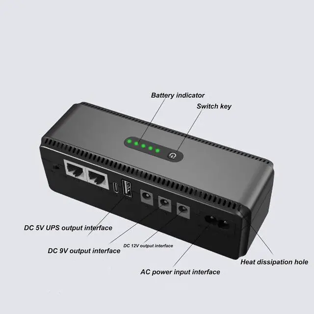 Alt view image 3 of 7 - 2PCS UPS Battery Backup Surges Protector Uninterruptible Power Supply 10400mAh 5V 9V 12V 15V 24V