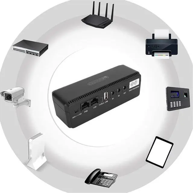 Alt view image 5 of 7 - 2PCS UPS Battery Backup Surges Protector Uninterruptible Power Supply 10400mAh 5V 9V 12V 15V 24V