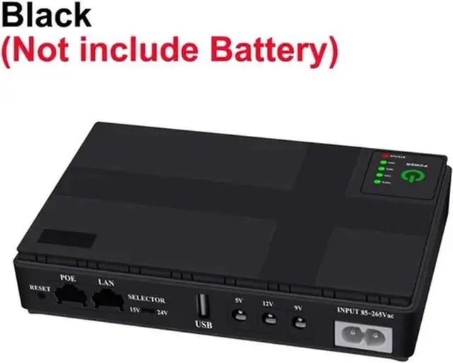 Alt view image 2 of 7 - DC UPS Backup Power Supply DC1036P 5V/9V/12V Mini UPS Backup Uninterruptible Power Supply for Router Optical Cat Mobile Device Electroplating DIY etc DC Power Supply(36W Black)