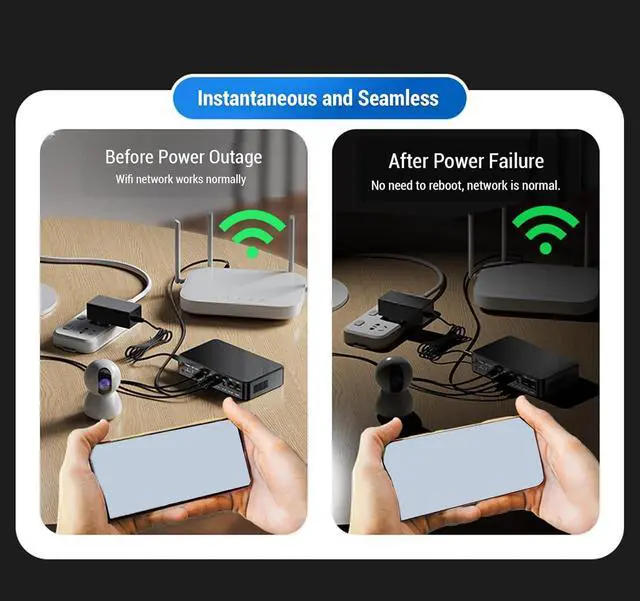 Alt view image 5 of 7 - Eujgoov 18000mAh UPS Battery Backup with Indicator Lights for Router Security Monitoring System Uninterruptible Power Supply