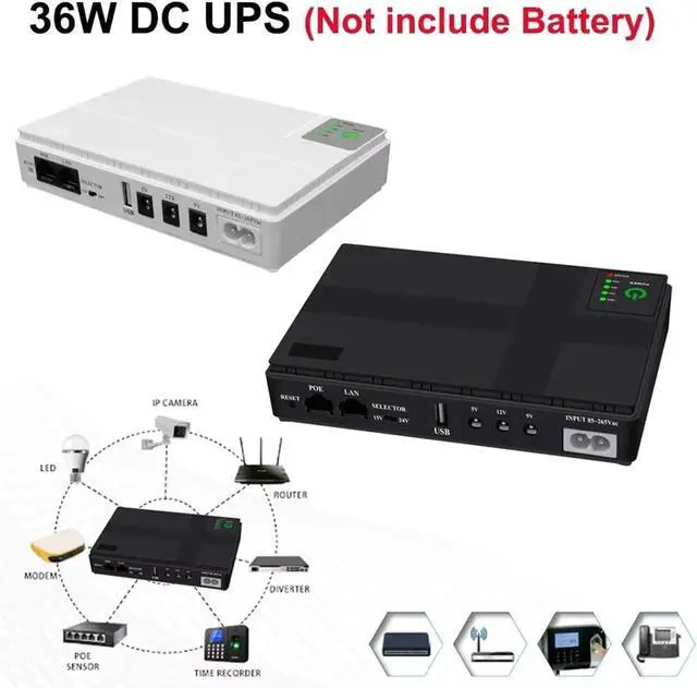 Alt view image 3 of 7 - DC UPS Backup Power Supply DC1036P 5V/9V/12V Mini UPS Backup Uninterruptible Power Supply for Router Optical Cat Mobile Device Electroplating DIY etc DC Power Supply(36W Black)