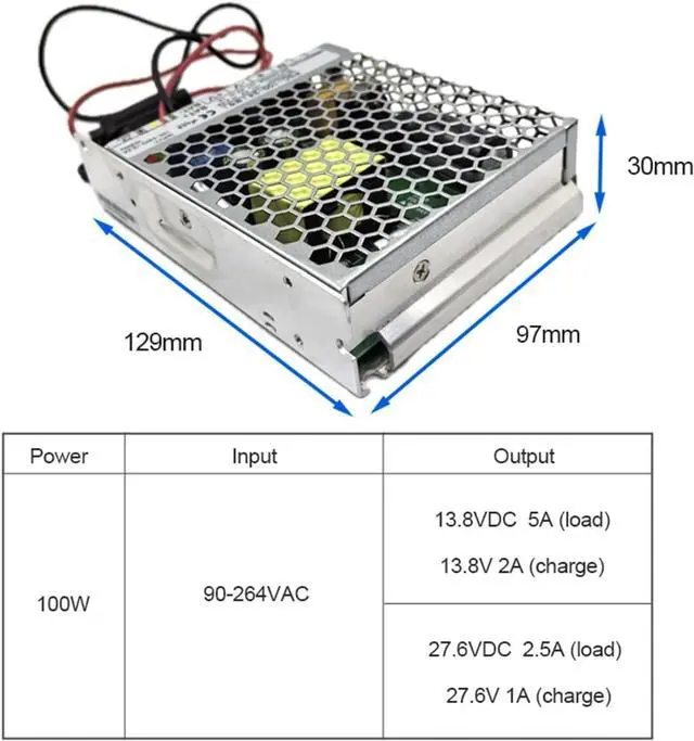 Alt view image 5 of 5 - 100W UPS Uninterruptible power supply smps Switching Power Supply AC to DC 13.8V 27.6V 2A/1A for Charge PSC-100-12 PSC-100-24(12V)