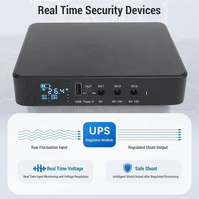 Alt view image 5 of 7 - Mini UPS Stable Emergency Power System 18000mAh Backup Battery for Router Camera USB Type C DC 5V 9V 12V Output Compact Design Compatible with Various Devices (US Plug)