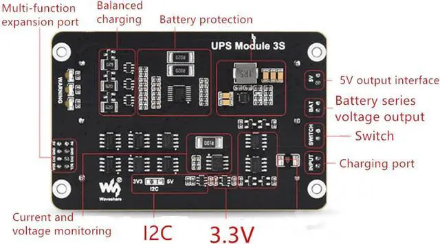 Alt view image 4 of 7 - 5V 5A Power Supply Uninterruptible UPS HAT Power Output at The Same Time,Multi Battery Protection Circuits for Raspberry Pi 4 Model B