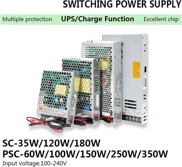 Alt view image 2 of 7 - UPS/Charge Function Switching Power Supply 35W 60W 100W 120W 150W 180W 250W 350W 110/220V AC/DC 12V 24V Battery Charger(12V_150W)