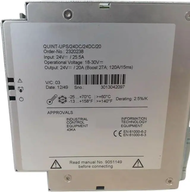 Alt view image 3 of 3 - Original Contact 2320238 Power Supply QUINT-UPS/24DC/24DC/20