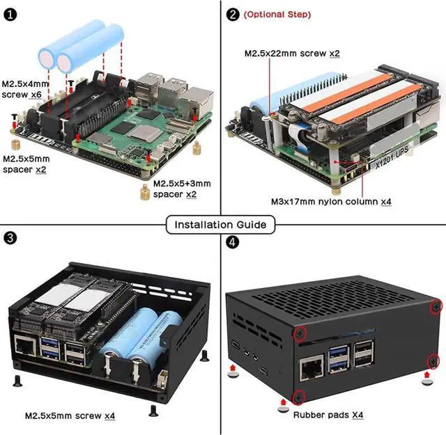 Alt view image 3 of 7 - X1201 Uninterrupted Power Supply Extension Module for Mainboard with Fast Charging USB C/XH2.54-2P Connection