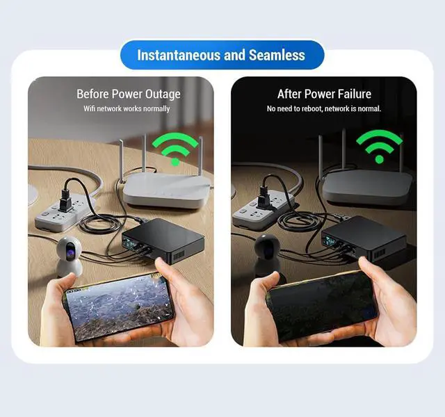 Alt view image 4 of 7 - Mini UPS Stable Emergency Power System 18000mAh Backup Battery for Router Camera USB Type C DC 5V 9V 12V Output Compact Design Compatible with Various Devices (US Plug)