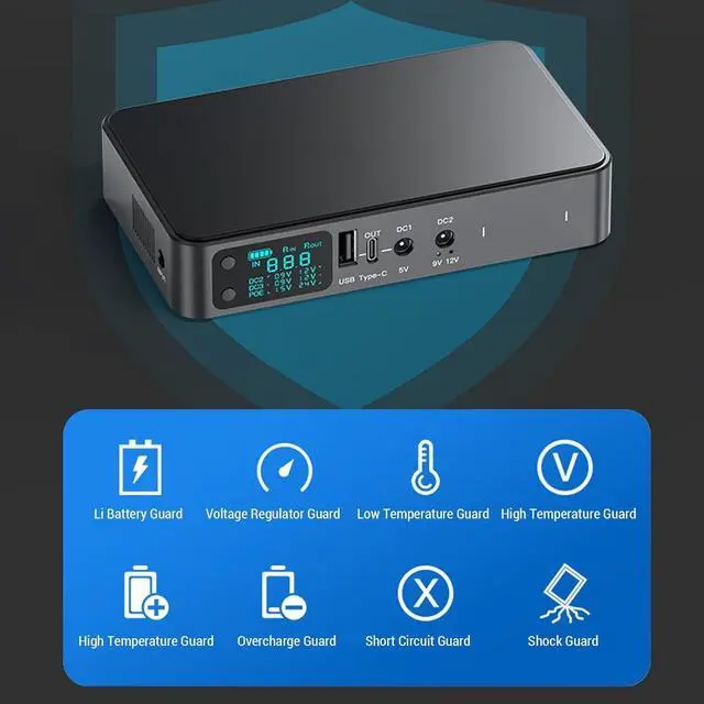 Alt view image 3 of 7 - 18000mAh UPS Battery Backup, USB Type C 5V DC 5V 9V 12V Output Uninterruptible Power Supply, Backup Battery Power Supply for Small Electronics,Security Camera, Router