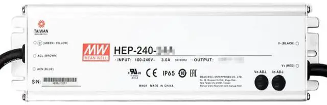 Alt view image 3 of 5 - Mean Well HEP 240W 15V 15A LED Driver HEP-240-15 AC-DC Single Output Industrial Switching Power Supply Converter Transformer with IP68, PFC, Metal Case
