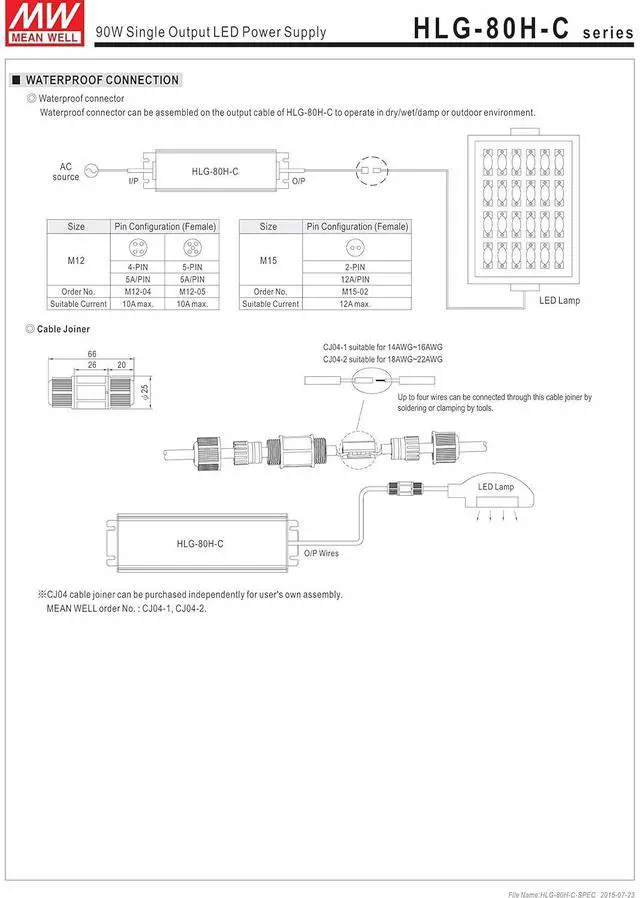 Alt view image 6 of 6 - MEAN WELL HLG-80H-C350A 80 W Single Output 350 mA 257 Vdc Output Max IP65 Switching Power Supply - 1 item(s)