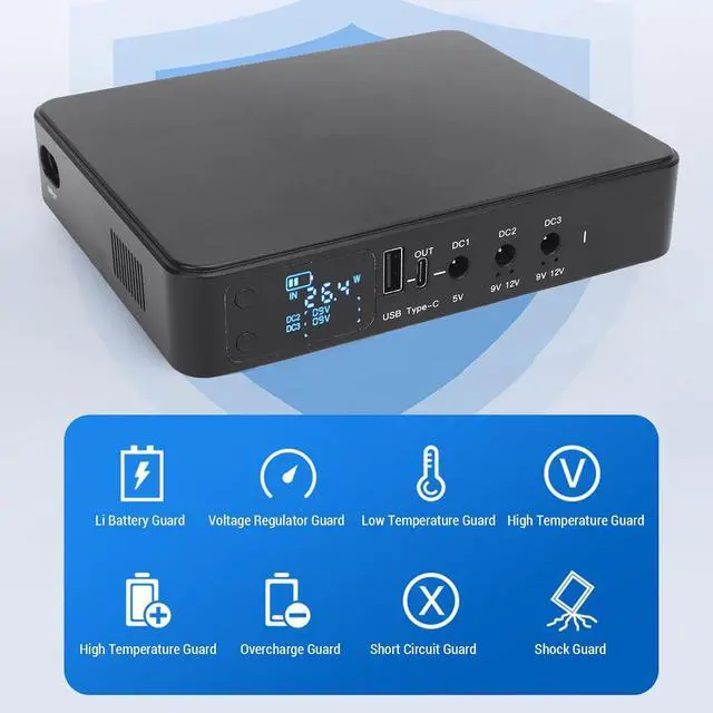 Alt view image 6 of 7 - Mini UPS Stable Emergency Power System 18000mAh Backup Battery for Router Camera USB Type C DC 5V 9V 12V Output Compact Design Compatible with Various Devices (US Plug)