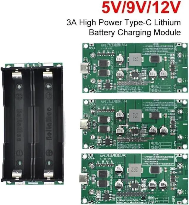 Alt view image 2 of 5 - 1pc Type-C 15W 3A Fast Charge UPS Power Supply / 18650 Lithium Battery Charger Module DC-DC Step Up Booster Converter 5V 9V 12V(HW-465B 9V)