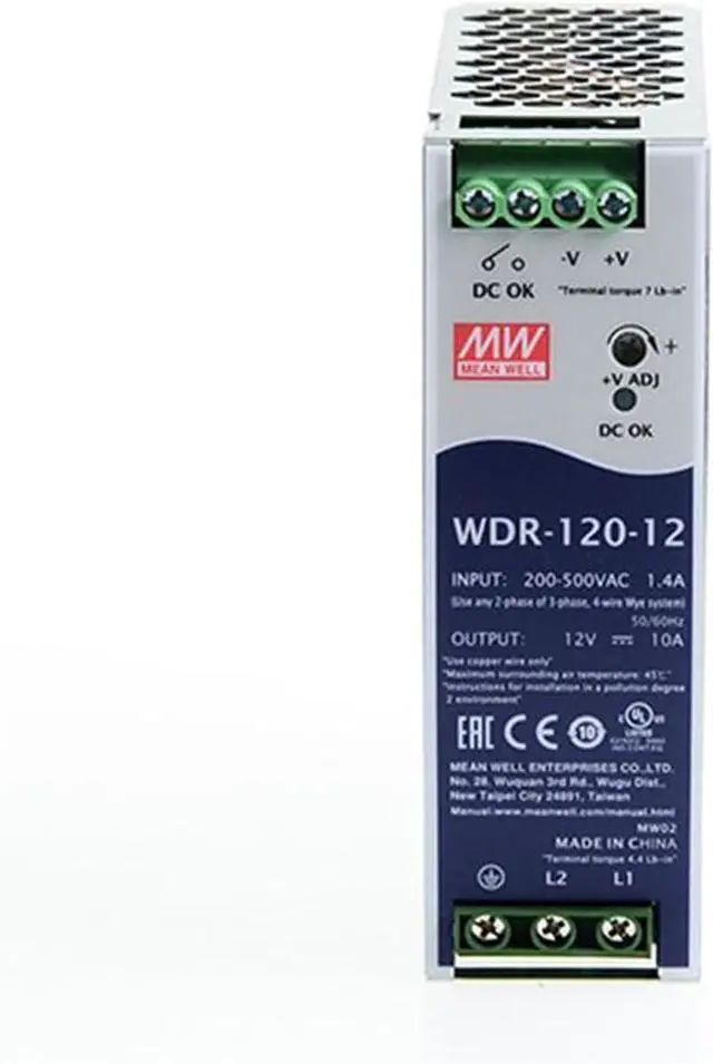 Alt view image 4 of 5 - WDR-120-12 120W 12V 10A High Efficiency AC-DC Switching Power Supply - Wide Input Voltage, for Industrial Automation and Electronic Equipment