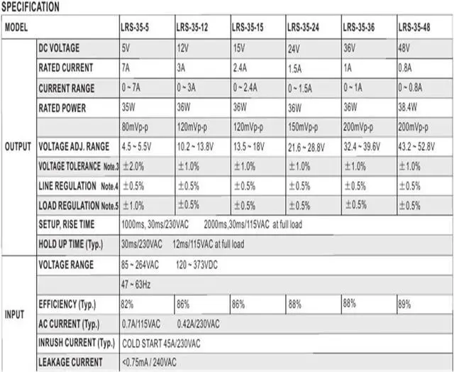Alt view image 2 of 3 - Single Output Switching Power Supply LRS-35 Series LRS-35-5 LRS-35-12 LRS-35-15 LRS-35-24 LRS-35-36 LRS-35-48(LRS-35-36V)