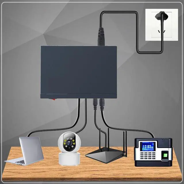 Alt view image 2 of 7 - 12000mAh UPS Power Supply, Backup Battery for Routers and Modems DC 5V 9V 12V POE24V Output with Multiple Outputs for Household Appliances (US Plug)