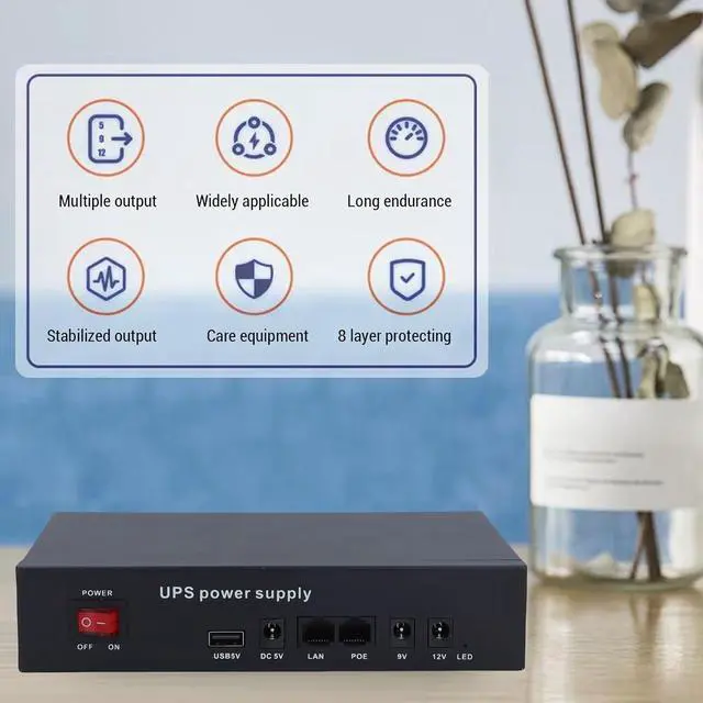 Alt view image 4 of 7 - Mini UPS Battery Backup 12000mAh Rechargeable Battery DC 5V/9V/12V Output for Router Modem LED Lights Electronics Portable Uninterruptible Power Supply (US Plug)