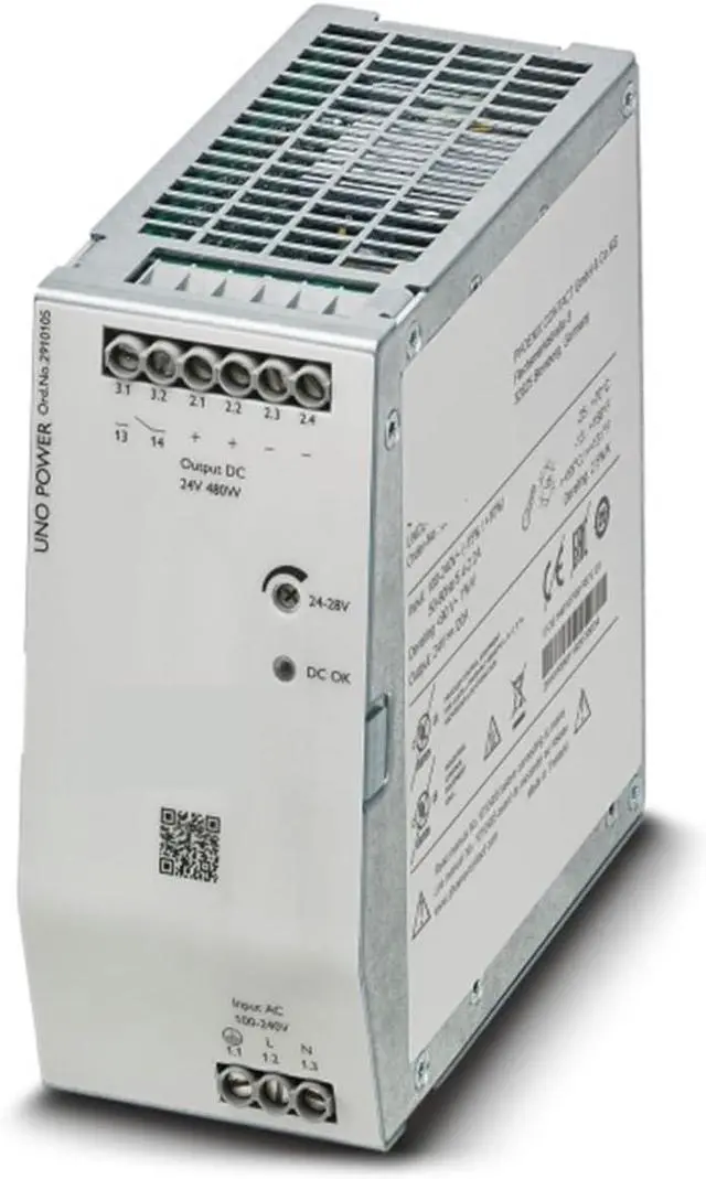 Main image of NURII Power Supply, UNO2-PS/1AC/24DC/480W, 2910105, Original