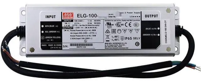 Alt view image 2 of 5 - Mean Well ELG 100W 42V 2.28A LED Driver ELG-100-42A Switching Power Supply Converter Transformer with IP65, PFC Function, Metal Case, Constant Voltage/Current