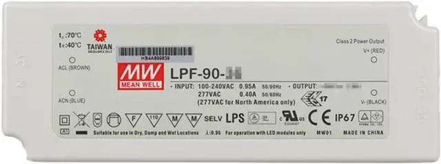 Alt view image 4 of 5 - Mean Well LPF 90W 30V 3A LED Driver LPF-90-30