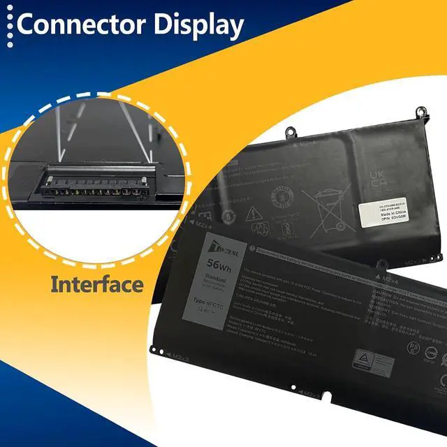 Alt view image 3 of 7 - 8FCTC 56Wh Battery Replacement for Dell Alienware M17 R4 R3 M15 R4 R3 Vostro 7620 7510 Precision 5570 5560 5550 Inspiron 5620 7610 7510 XPS 15 9520 9500 9510 G15 5510 5520 Series 11.4V 4650