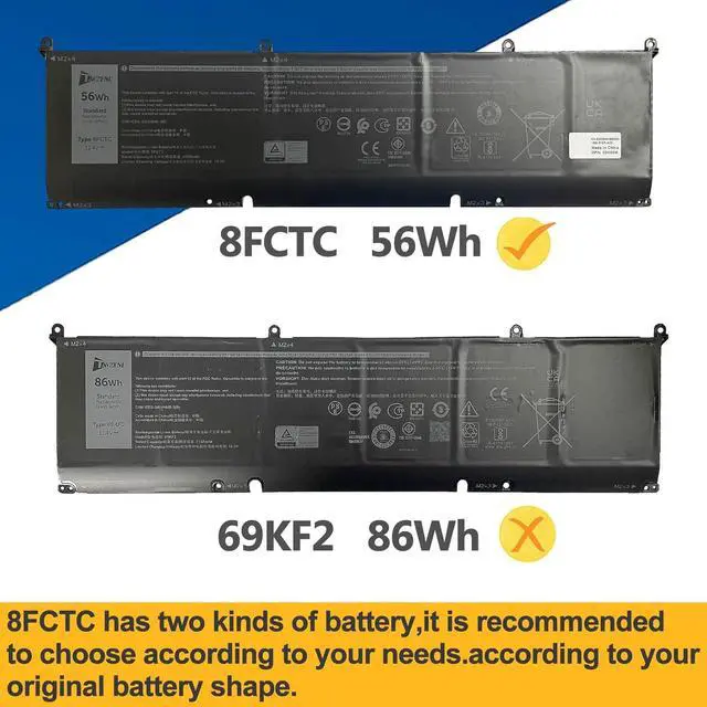 Alt view image 4 of 7 - 8FCTC 56Wh Battery Replacement for Dell Alienware M17 R4 R3 M15 R4 R3 Vostro 7620 7510 Precision 5570 5560 5550 Inspiron 5620 7610 7510 XPS 15 9520 9500 9510 G15 5510 5520 Series 11.4V 4650