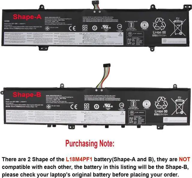 Alt view image 4 of 6 - L18M4PF1 L18D4PF1 Laptop Battery Compatible with Lenovo Ideapad Yoga C940-15IRH Series 5B10U65276 5B10W67244 SB10W67267 5B10U65277 5B10W67392 15.36V 69Wh 4500mAh 4-Cell(Shape-B)