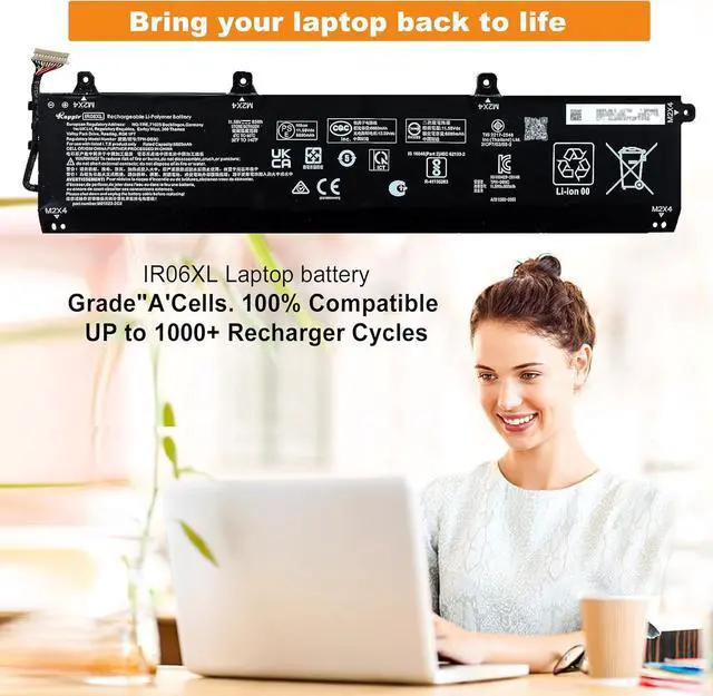 Alt view image 2 of 7 - IR06XL Laptop Battery Replacement for Hp ZBook Power G7 1J31AEA 1J3Q8EA 1J3X7EA 1J3Y1EA 1J3Y2EA 1J3Y3EA 1J3Y6EA 1J3Y8EA 2C9N7EA 2C9P1EA 2H6Y0UT Series M02029-005 TPN-DB0C M01523-2C2